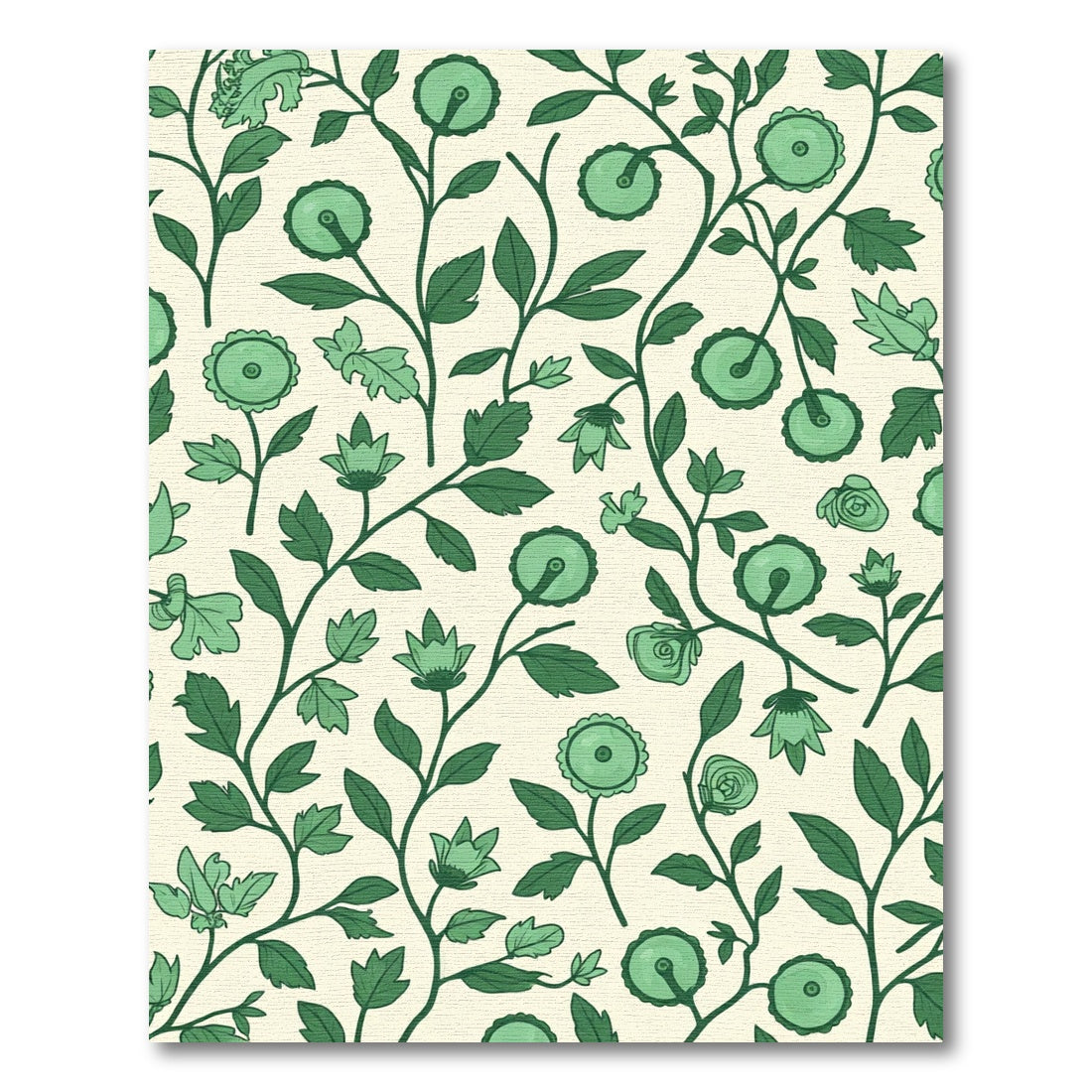 Green Botanical Vine Floral Rug