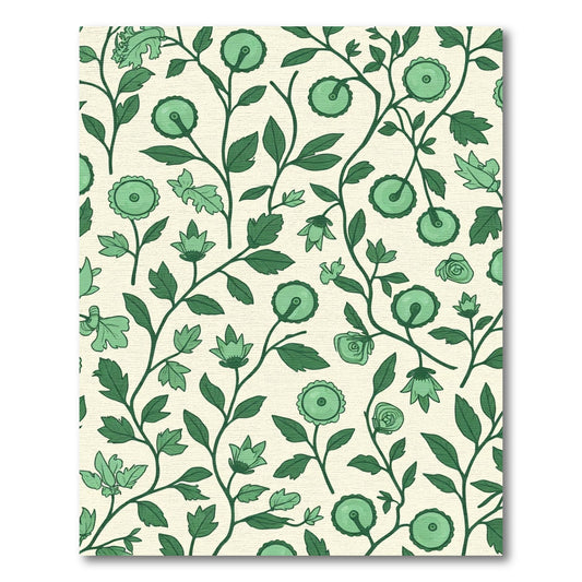 Green Botanical Vine Floral Rug