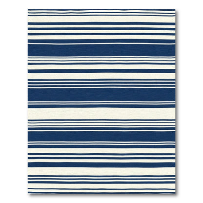Navy Cream Striped Horizontal Rug