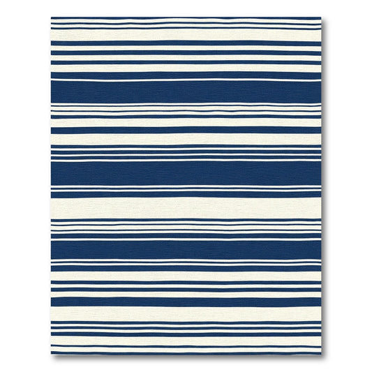 Navy Cream Striped Horizontal Rug