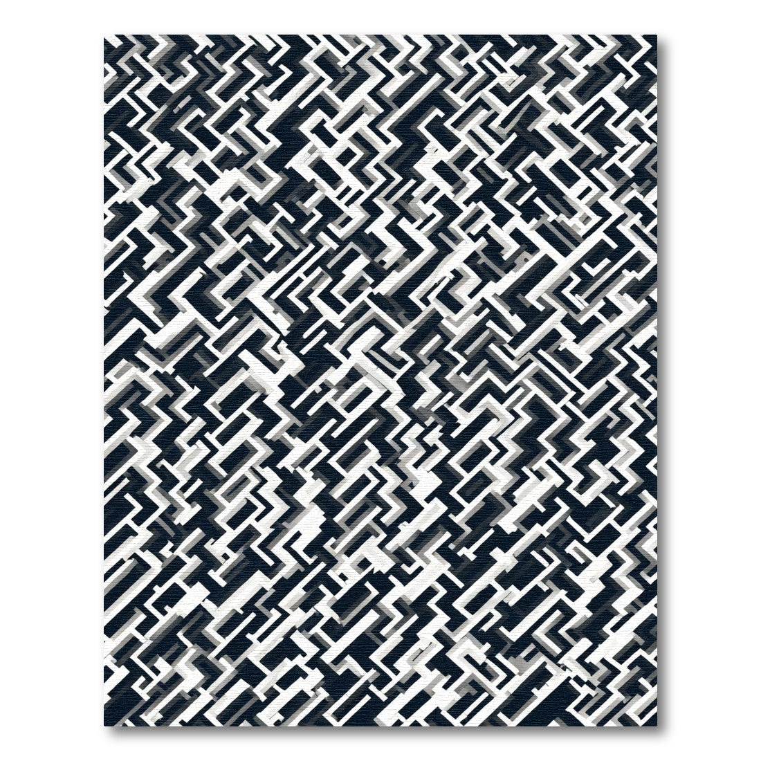 Monochromatic Interlocking Geometric Labyrinth Rug