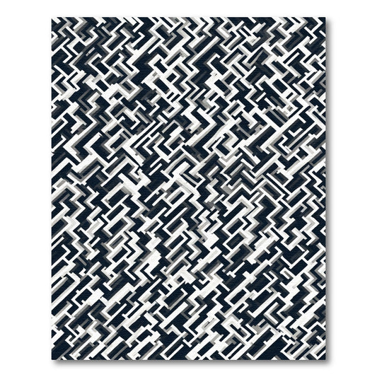 Monochromatic Interlocking Geometric Labyrinth Rug