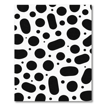 Black White Spot Scatter Oval Rug