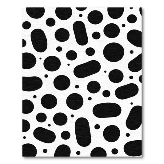 Black White Spot Scatter Oval Rug
