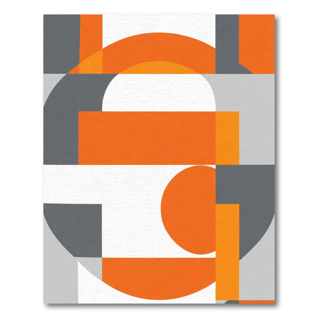 Modern Orange and Gray Geometric Shapes Rug