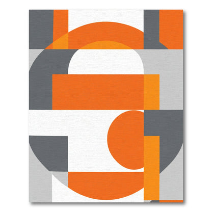 Modern Orange and Gray Geometric Shapes Rug
