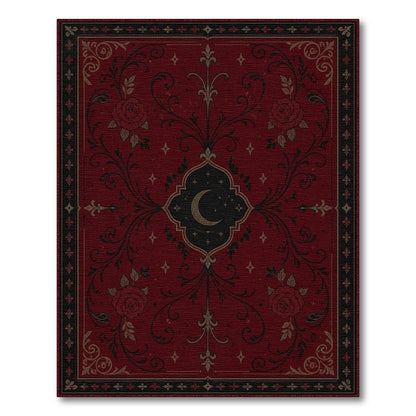 Red Rose Crescent Moon Floral Rug