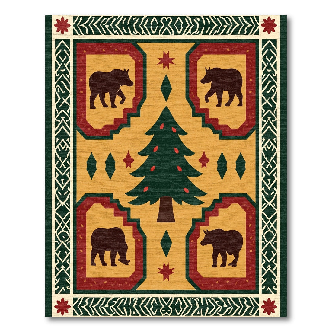 Woodland Bear and Tree Folklore Rug