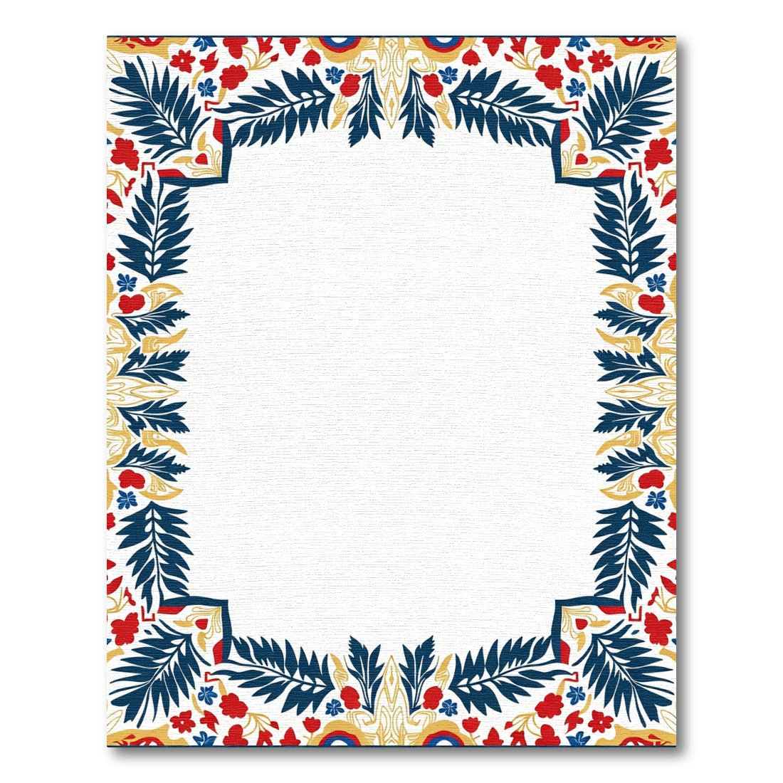 Red Blue Golden Foliage Border Rug