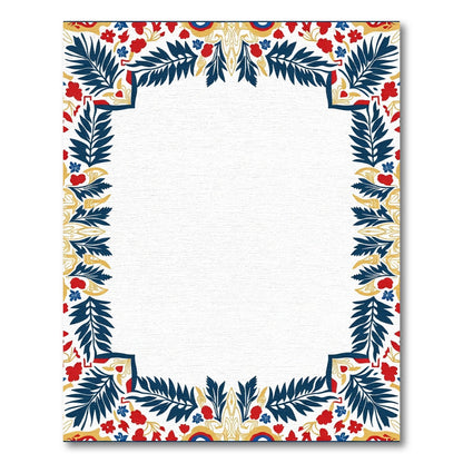 Red Blue Golden Foliage Border Rug