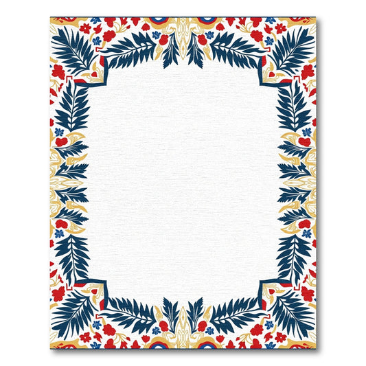 Red Blue Golden Foliage Border Rug