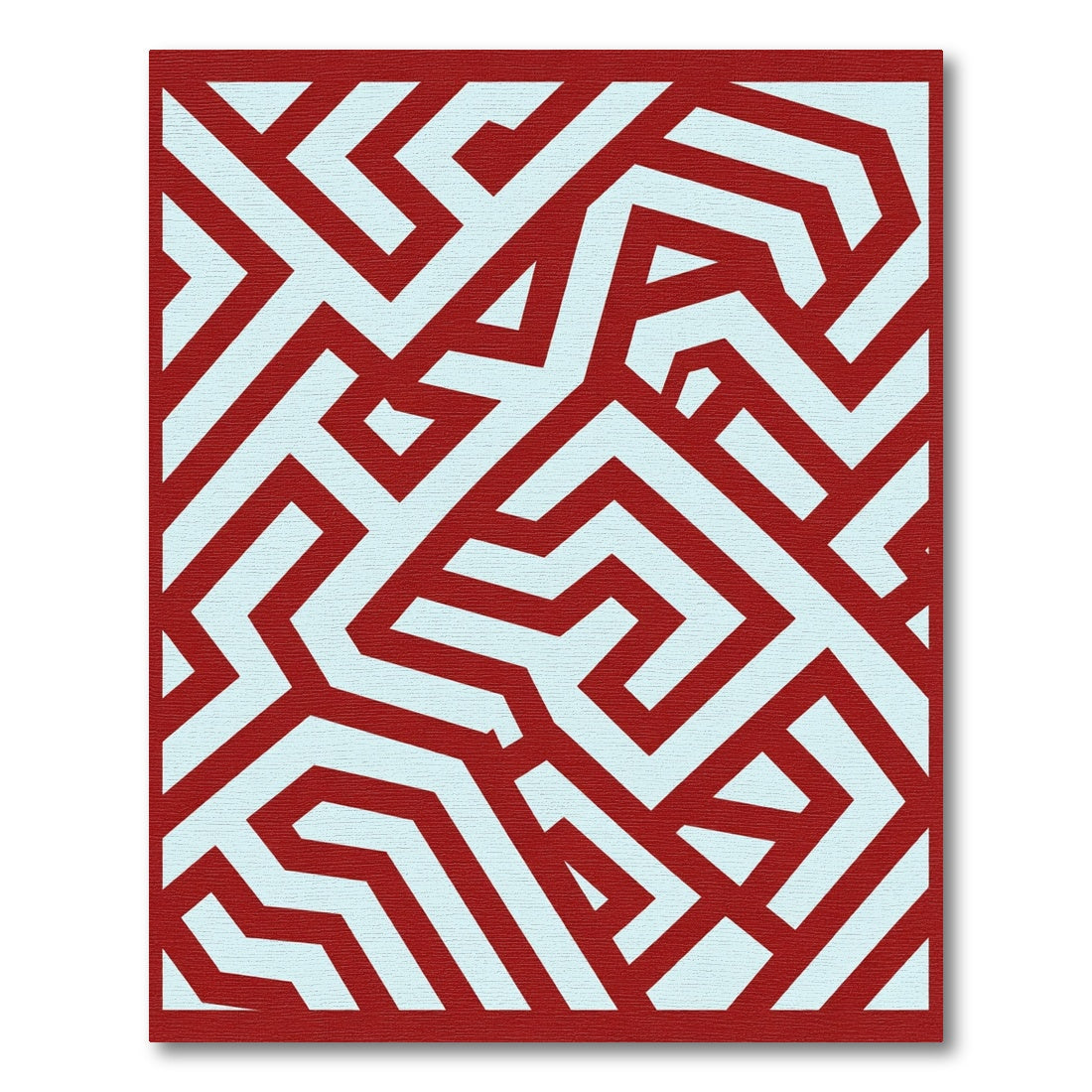 Crimson White Interlocking Maze Rug