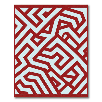 Crimson White Interlocking Maze Rug
