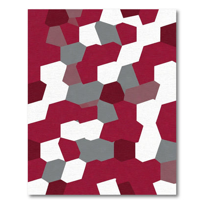 Crimson Gray White Tessellation Rug