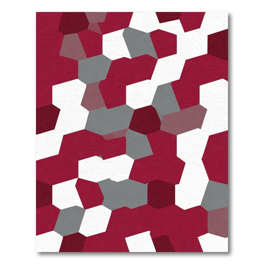 Crimson Gray White Tessellation Rug