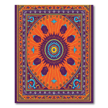 Vibrant Orange Burst Mandala Rug
