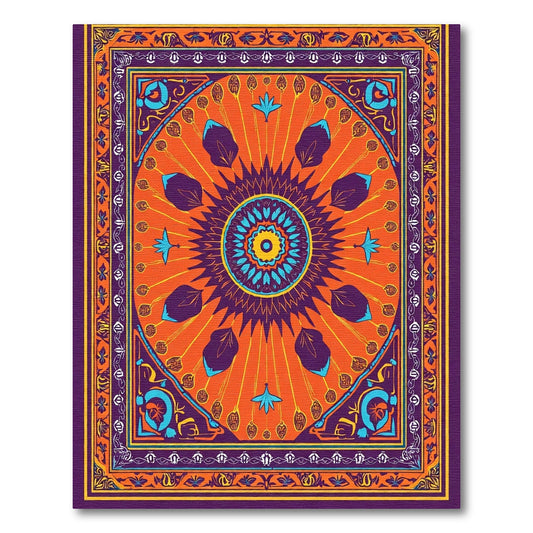 Vibrant Orange Burst Mandala Rug