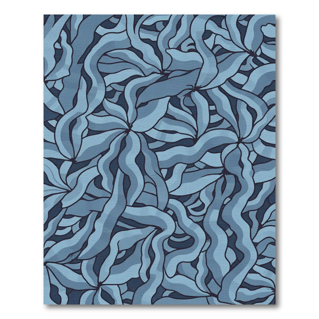 Deep Blue Wavy Organic Flow Rug