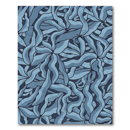 Deep Blue Wavy Organic Flow Rug