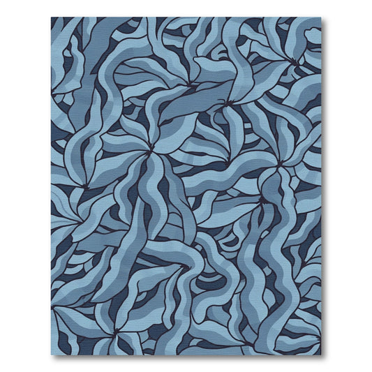Deep Blue Wavy Organic Flow Rug