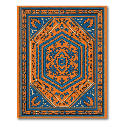 Orange Blue Medallion Geometric Rug