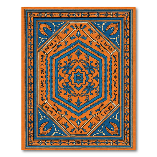 Orange Blue Medallion Geometric Rug