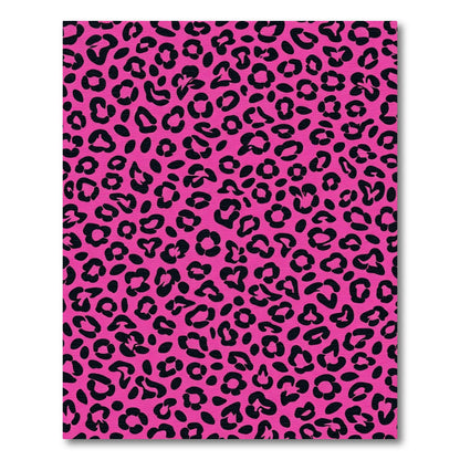Vibrant Pink Black Leopard Spots Rug