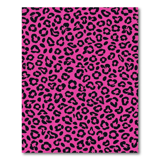 Vibrant Pink Black Leopard Spots Rug
