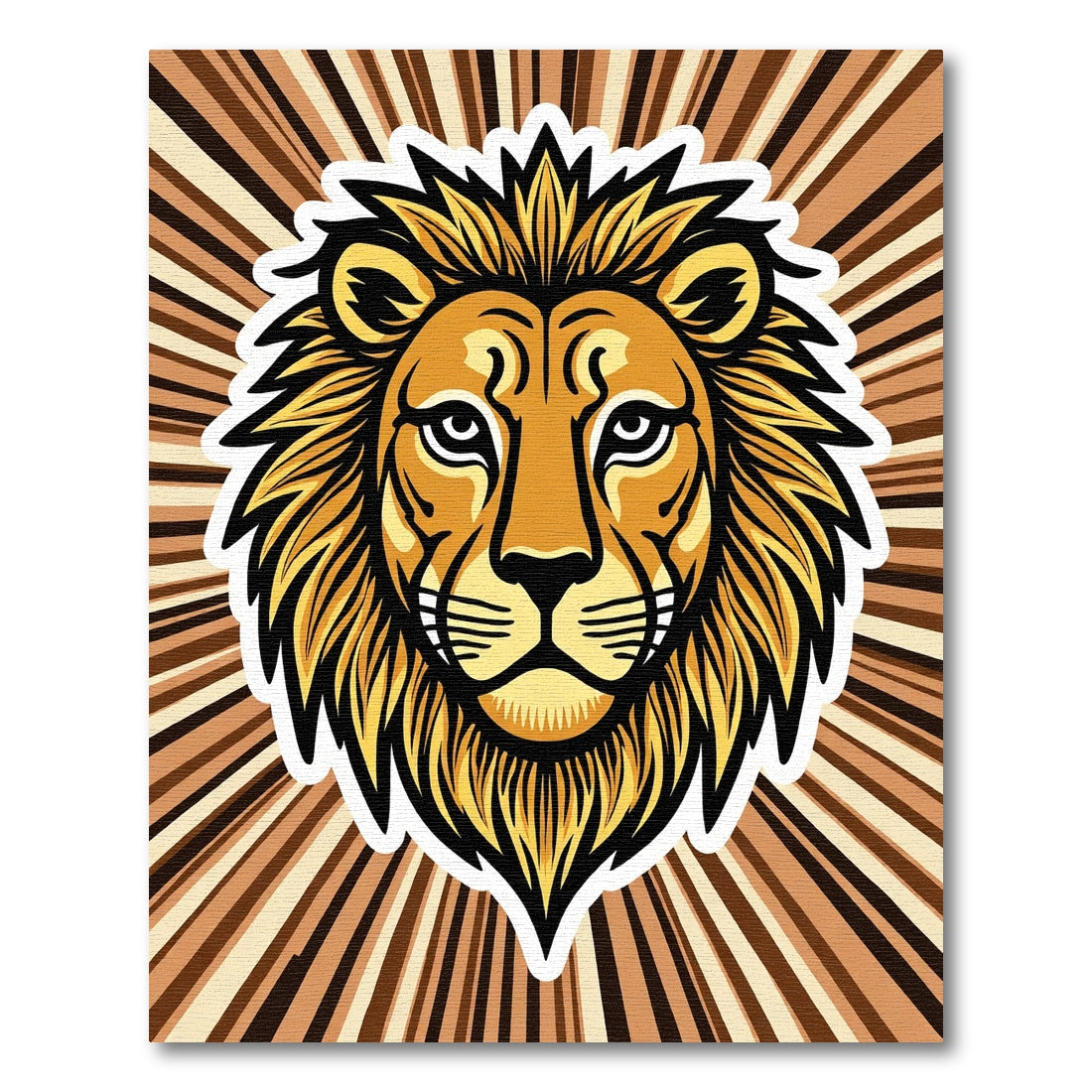 Bold Lion Face Sunburst Rug