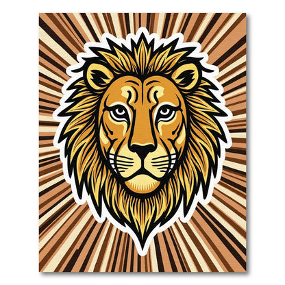 Bold Lion Face Sunburst Rug