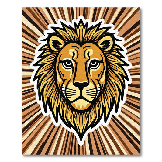 Bold Lion Face Sunburst Rug
