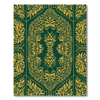 Deep Emerald Golden Floral Medallion Rug