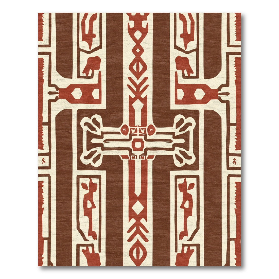 Geometric Crimson Abstract Tribal Lines Rug