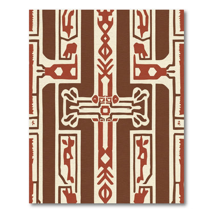 Geometric Crimson Abstract Tribal Lines Rug