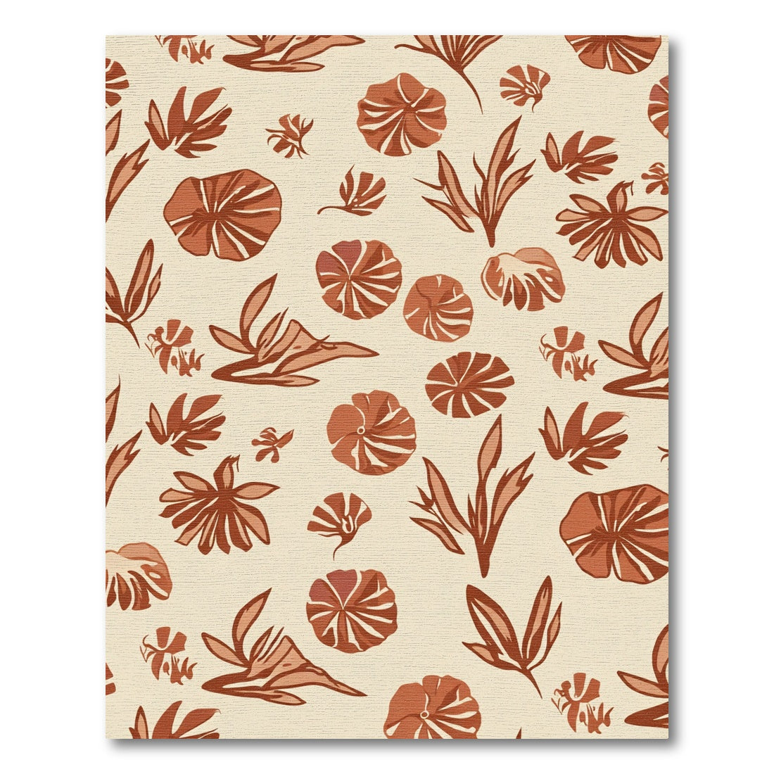 Terracotta Floral Foliage Arrangement Rug