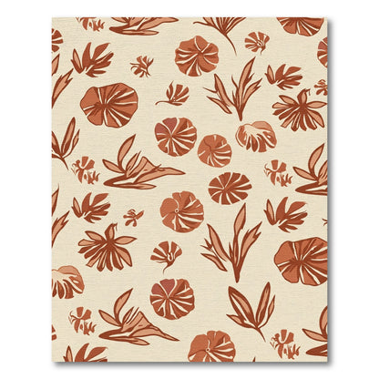 Terracotta Floral Foliage Arrangement Rug