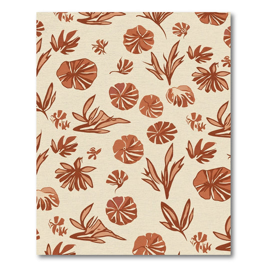 Terracotta Floral Foliage Arrangement Rug