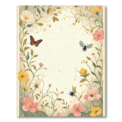 Whimsical Blossom Bee Butterfly Garden Rug