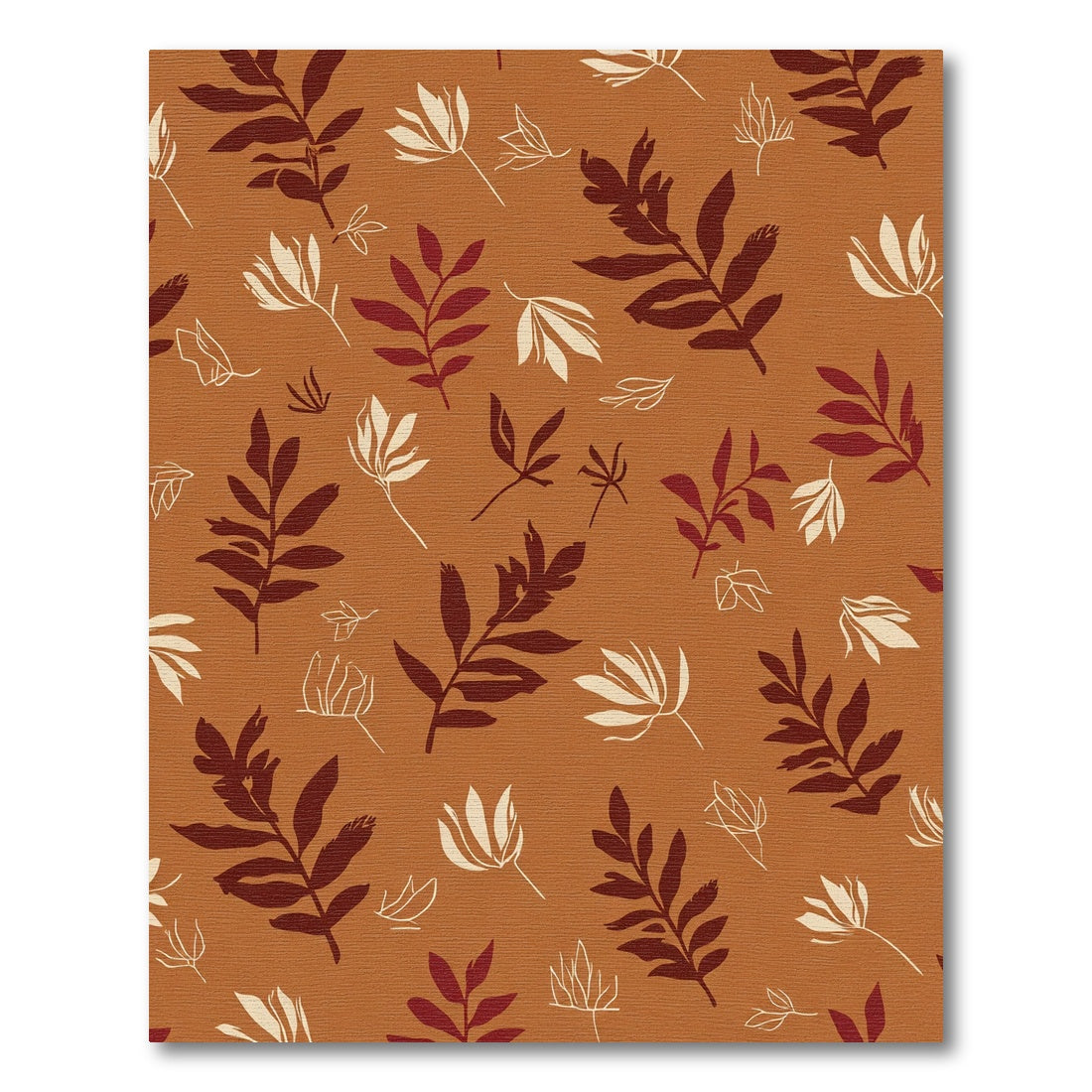 Earthy Autumn Leaf Silhouette Arrangement Rug