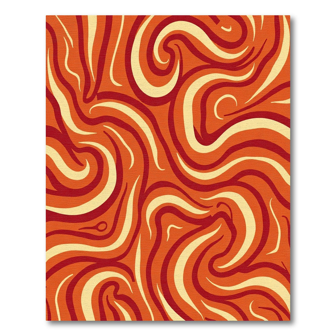 Vibrant Red Swirling Abstract Lines Rug