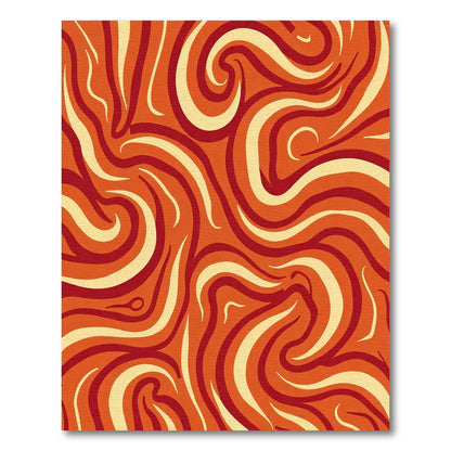 Vibrant Red Swirling Abstract Lines Rug