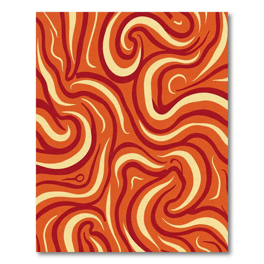 Vibrant Red Swirling Abstract Lines Rug