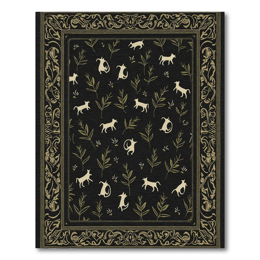 Cream Animals with Foliage Border Rug