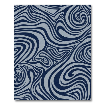 Navy Blue Swirling Abstract Rug