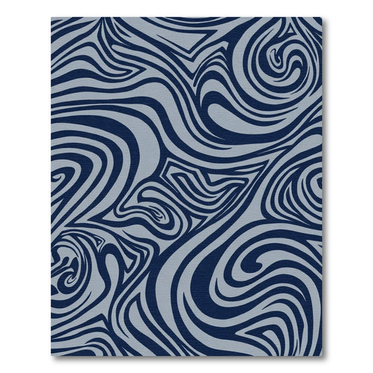 Navy Blue Swirling Abstract Rug