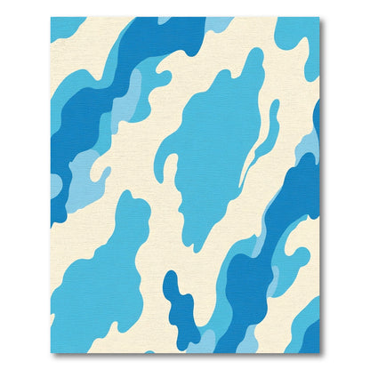 Abstract Blue Cream Camouflage Clouds Rug