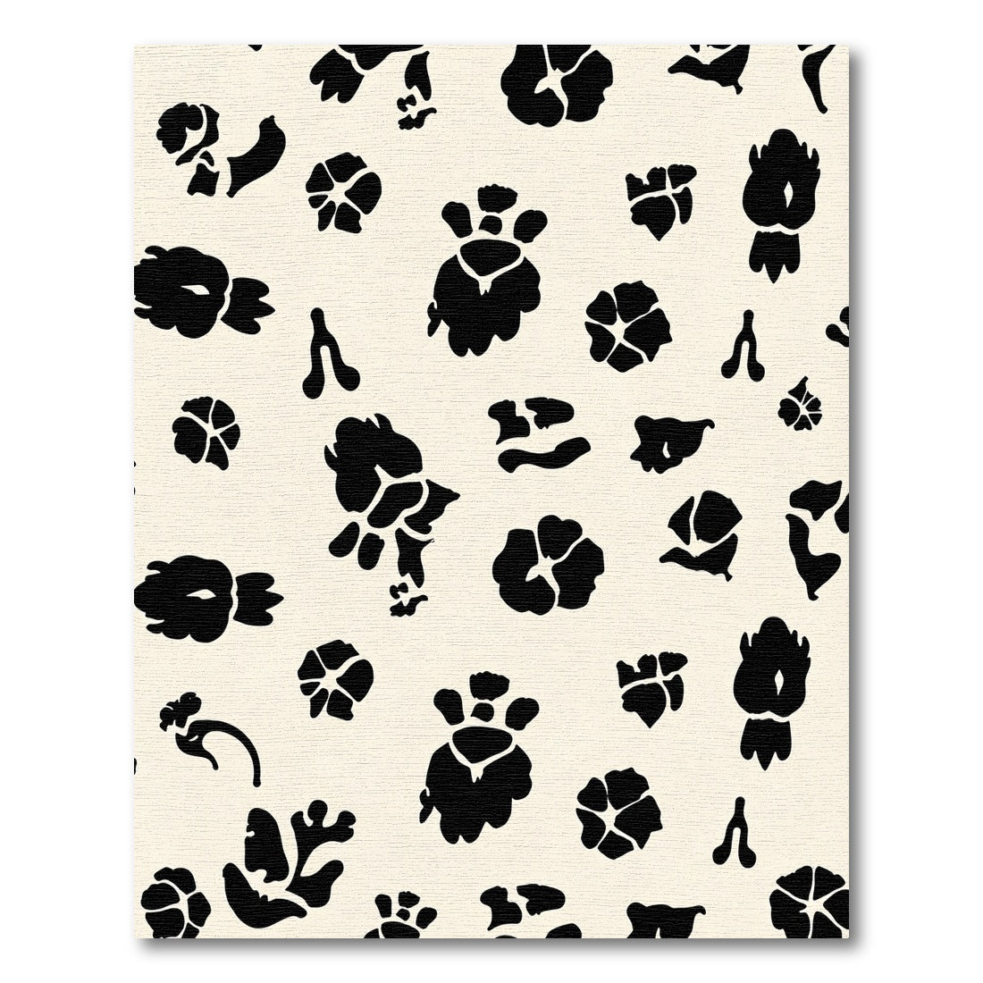 Whimsical Black Floral Blossom Background Rug