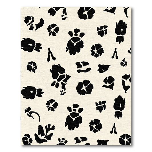Whimsical Black Floral Blossom Background Rug