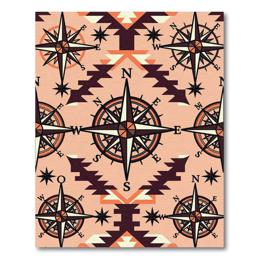 Navigational Compass Tribal Geometric Rug