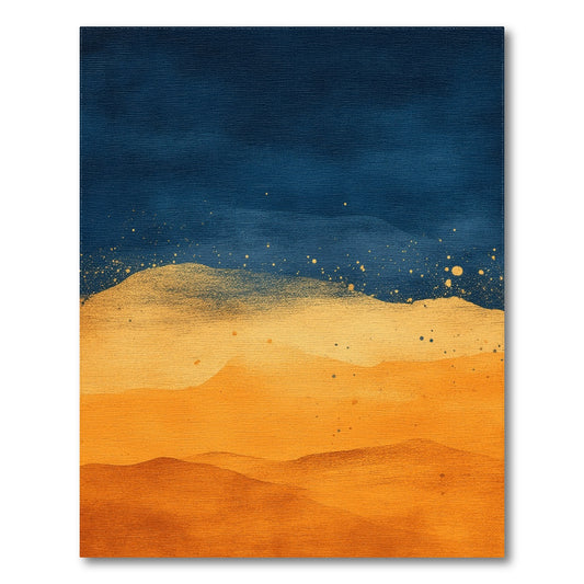 Starry Dunes Blue Gold Washable Area Rug